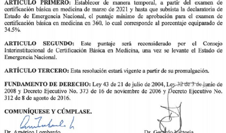 Parte resolutiva de la Resolución No. 01 de 3 de marzo de 2021, la cual fue publicada en Gaceta Oficial el pasado viernes. Internet