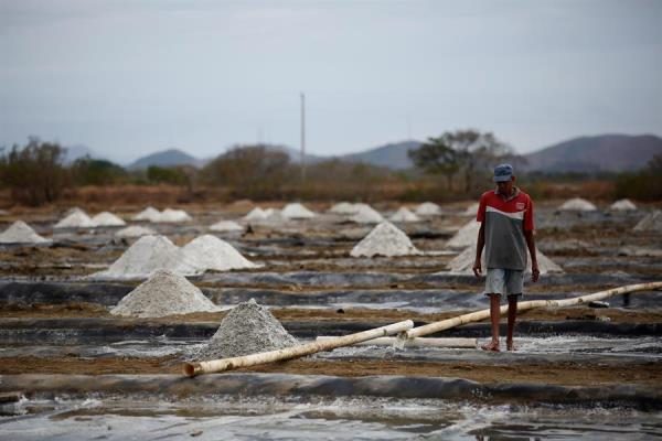 Julio Pinzón González, un salinero de 75 años, trabaja en una zafra en las salinas de Aguadulce.