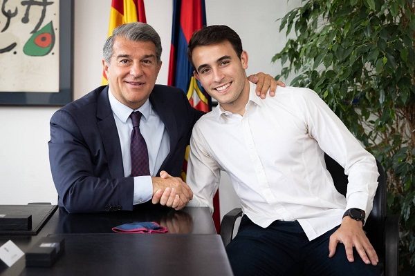 Eric García (dcha.) se reencontrará en el primer equipo con el delantero Ansu Fati. Foto: Cortesía @FCBarcelona