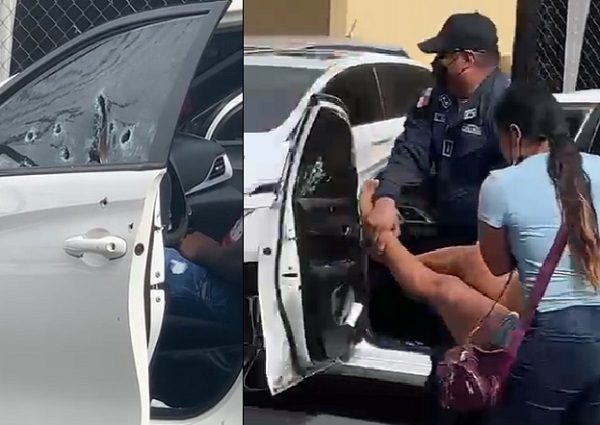 El conductor  y una mujer que viajaba en la parte delantera del vehículo fueron heridos de bala.