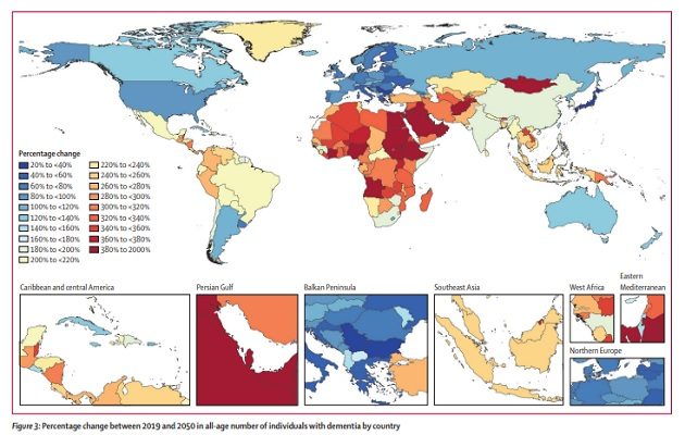 Porcentaje de cambio que habría entre 2019 y 2050. Foto: Lancet
