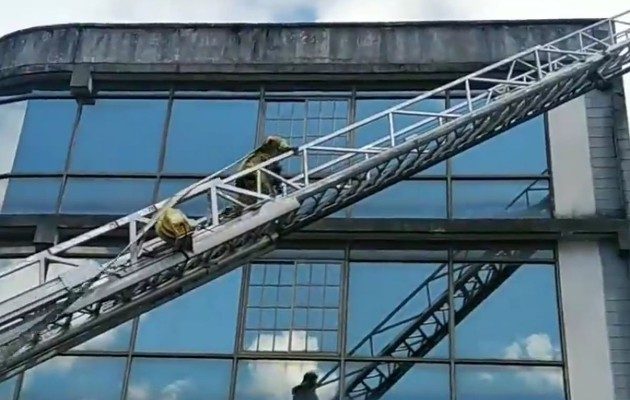 Los bomberos mantienen cerrada la vía, ya que existe el riesgo de que colapsen las estructuras que han quedado debilitadas por la intensidad del fuego. Foto Diomedes Sánchez