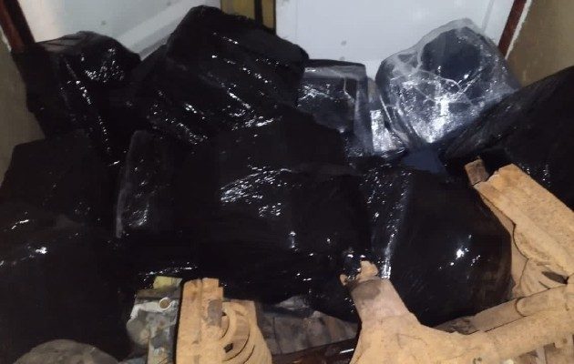 Decomisan presunta droga como  carga contenerizada en la terminal portuaria de la zona Pacífico, provincia de Panamá Oeste. Foto. Senan