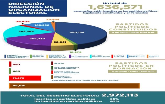 Actualmente hay ocho partidos reconocidos por el Tribunal Electoral, uno a punto de ser reconocido, y tres en formación. Foto: Cortesía TE