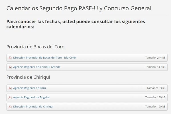 Calendario de pago.