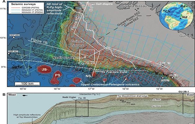 Nadir tiene 8,5 kilómetros de ancho y se halló a más de 300 metros bajo el lecho marino. Foto: Science
