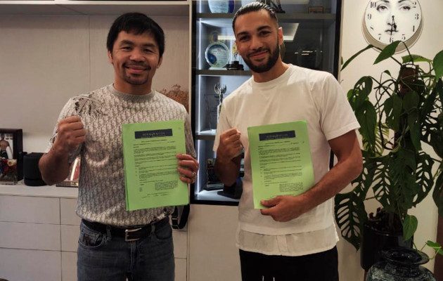 El boxeador francés Jaber Zayani, de 31 años, fue "sparring" del campeón filipino. Foto: EFE