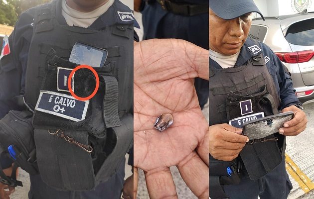 Policía muestra el estado en el que quedó su celular. Foto: Policía Nacional