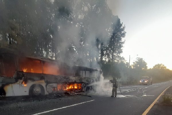 Las autoridades de Migración llegaron al área del incidente para apoyar a los migrantes irregulares. Foto. Cuerpo de Bomberos