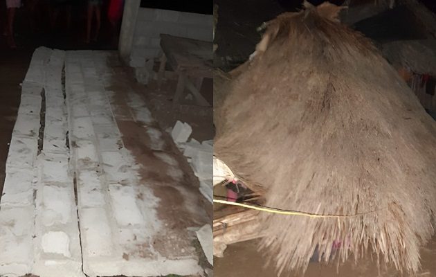 Afectaciones que dejó el sismo de la noche del miércoles en la comunidad de Armila, comarca Guna Yala. Foto: Cortesía Ricardo Archibold