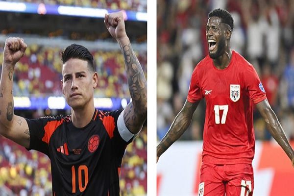 James Rodríguez de Colombia y José Fajardo de Panamá. Foto: EFE