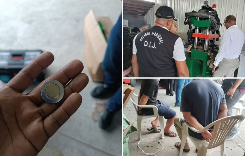 Materiales y equipo de fabricación de las monedas falsas. Fotos: Cortesía