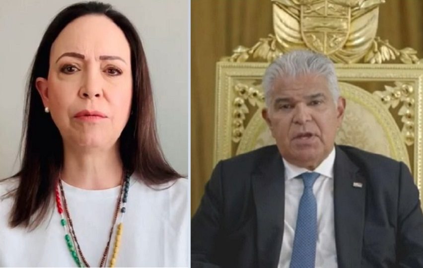 María Corina Machado y el presidente José Raúl Mulino.