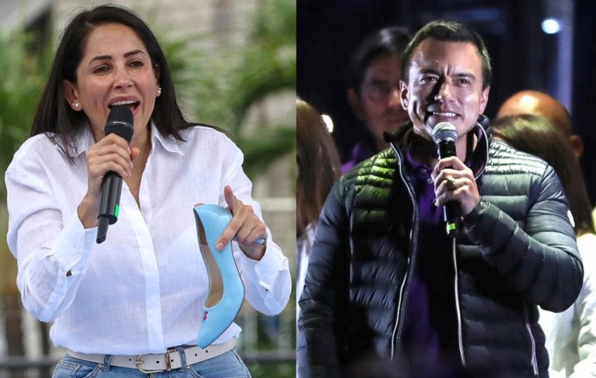 La candidata Luisa González, y al presidente y candidato a la reelección a la presidencia de Ecuador, Daniel Noboa. EFE