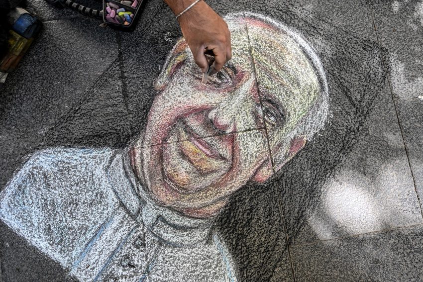 Un dibujo del papa Francisco. Foto: EFE