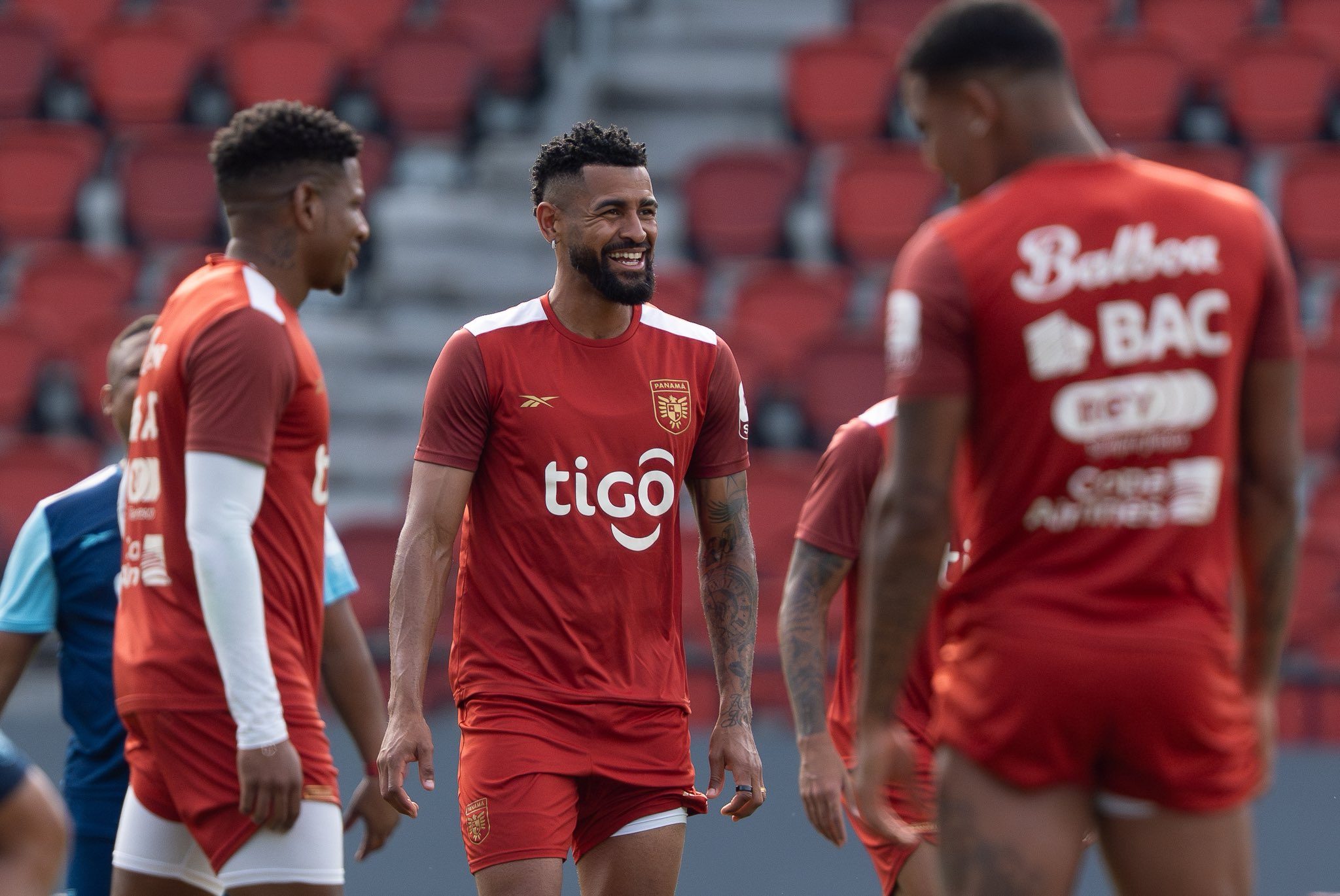 Jugadores de Panamá en los entrenamientos del estadio Rommel Fernández. Foto: FPF
