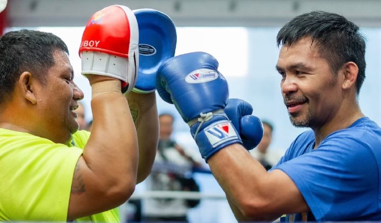 El filipino Manny Pacquiao (der.) en los entrenamientos. Foto: Instagram