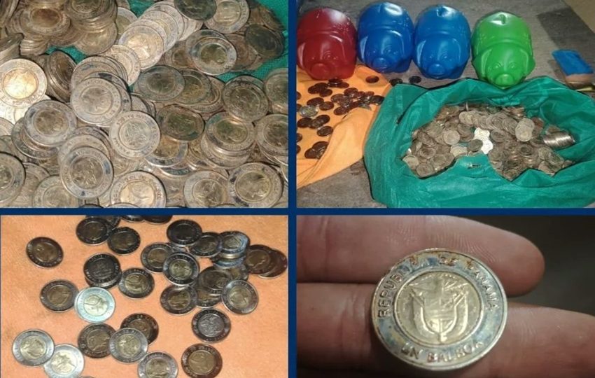 Monedas decomisadas en Chiriquí. Foto: Cortesía