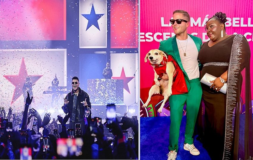 Mizrachi en la Alfombra Azul junto a "La Peluche" y su mascota Tina. Boza cerró el evento. Fotos: Mayer Mizrachi/Premios Juventud