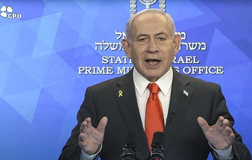 El primer ministro israelí, Benjamín Netanyahu, compareció este sábado. Foto: EFE