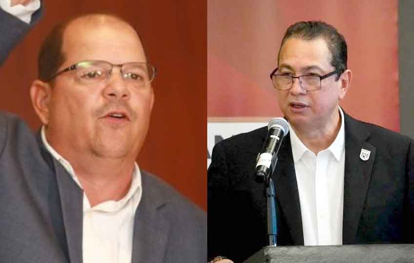 Arias (izq) debe estar lejos del fútbol por seis meses, en ese tiempo Arce se hará cargo de la FPF.