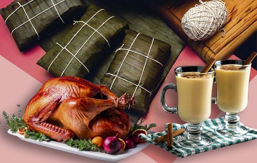 Tamales, pavo y ponche de huevo. Foto: Ilustrativa / Freepik