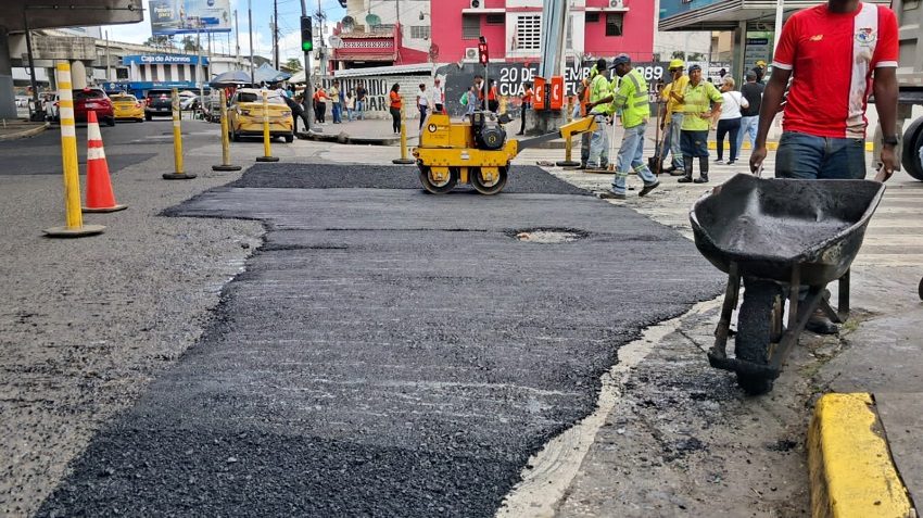 Vista del parcheo en esta área de gran circulación vial. Foto: Cortesía MOP