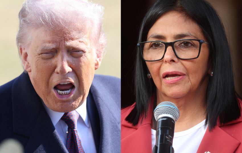 El presidente de Estados Unidos, Donald Trump, y a la presidenta encargada de Venezuela, Delcy Rodríguez. Foto: EFE