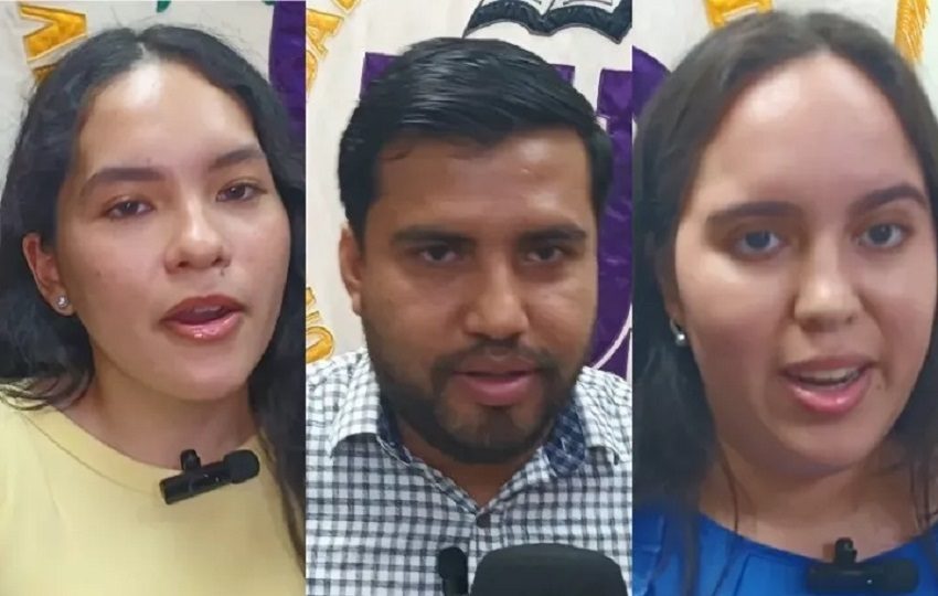 Los estudiantes María Tejedor, Andrea Girón y Joseth Bozzo, dispuestos a dar lo mejor en las competencias que se desarrollarán en Estados Unidos. Foto. Melquiades Vásques