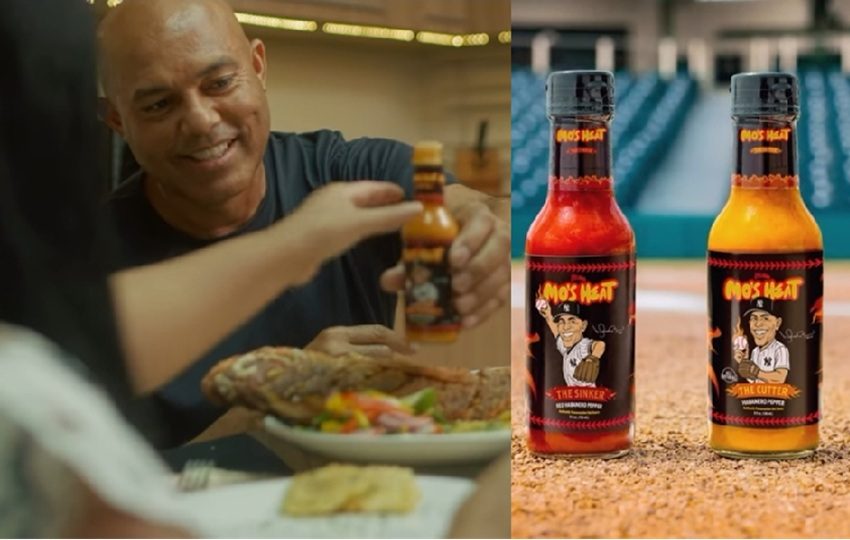 Mariano Rivera junto a su línea de salsas. Foto: Cortesía