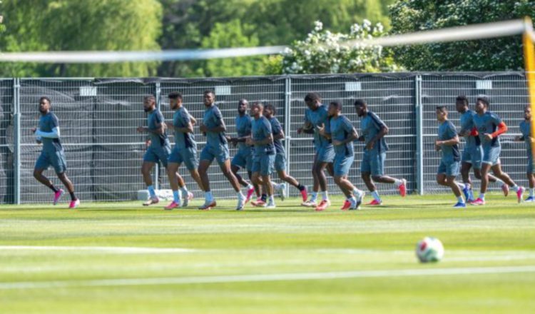 Jugadores del seleccionado panameño durante los entrenamientos. Foto:EFE