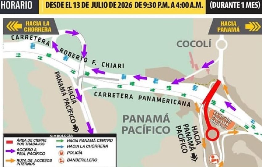 Carriles del puente vehicular y rotonda de Panamá Pacífico permanecerán cerrados.