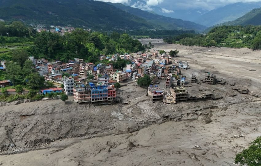 Vista aérea de Trishuli, en el distrito nepalí de Nuwako. Foto: EFE