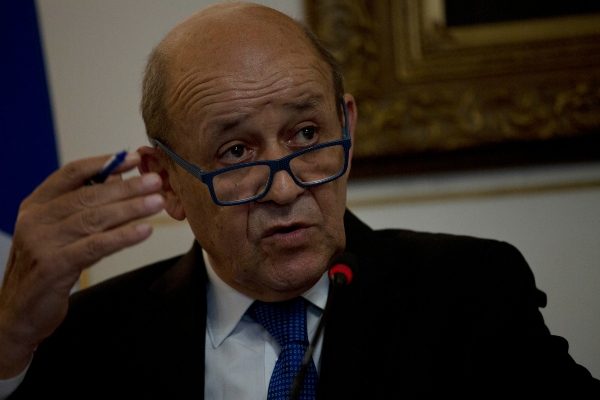 Ministro de Exteriores francés, Jean-Yves Le Drian. FOTO/AP