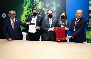 La firma de la Declaración se realizó en el Pabellón de Panamá en la Conferencia de las Naciones Unidas sobre Cambio Climático (COP26). Foto: Cortesía Presidencia