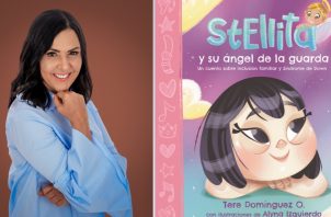 Tere Domínguez O. y la portada del libro. Foto:  Cortesía