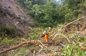 Todavía este lunes, efectivos de Sinaproc efectuaron rescates en Tierras Altas. Foto: Cortesía Sinaproc