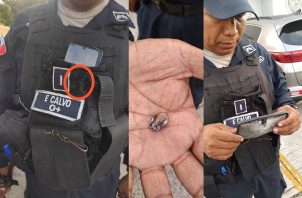 Policía muestra el estado en el que quedó su celular. Foto: Policía Nacional
