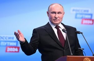 Putin, de 71 años, recibió el 87,2 % de los votos, diez puntos más que en 2018. Foto: EFE