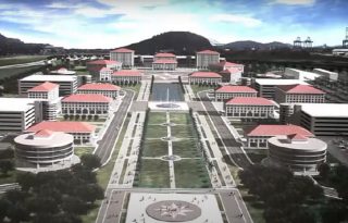 Este fue uno de los últimos diseños conceptuales sobre la ciudad gubernamental, que estaría ubicada en el sector de Albrook.  Archivo