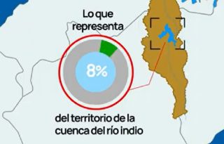 El lago de Río Indio solo abarcará 4,600 hectáreas de superficie que representa el 8% de la superficie del río Indio en la cuenca occidental del Canal de Panamá.  Cortesía ACP