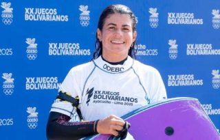 Verónica Correa festeja su triunfo en los Juegos Bolivarianos.  Foto: COP