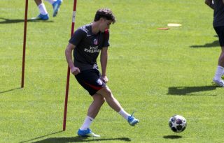 Julián Álvarez, jugador del Atlético Madrid en los entrenamientos. Foto: EFEE