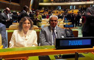 Maricel Cohen de Mulino y José Raúl Mulino en el inicio de la Asamblea General de la ONU. Cortesía