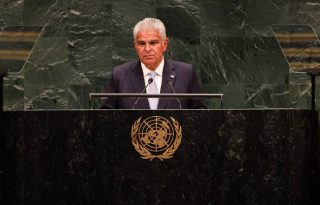 El presidente José Raúl Mulino también se refirió en su ponencia al Tratado de Neutralidad Permanente del Canal de Panamá y al proyecto del embalse en Río Indio.  CORTESÍA