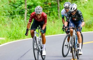 Franklin Archibold (izq.), Gabriel Rojas y Oscar Sevilla (der.) en la tercera etapa del Tour de Panamá. Foto: Fepaci