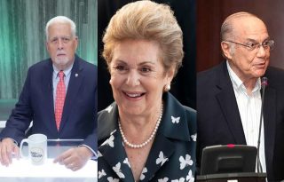 Los expresidentes Pérez Balladares, Mireya Moscoso y Nicolás Ardito Barletta.