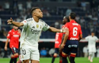 Mbappé festeja su gol ante Osasuna. Foto: EFE