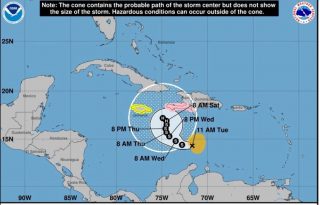 Pronóstico de cinco días del paso de la tormenta tropical Melissa por el Caribe. Foto: EFE
