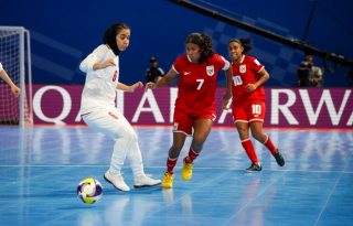 Kenia Rangel (7) anotó el primer gol de Panamá en un Mundial de Futsal Femenino. Foto: FPF